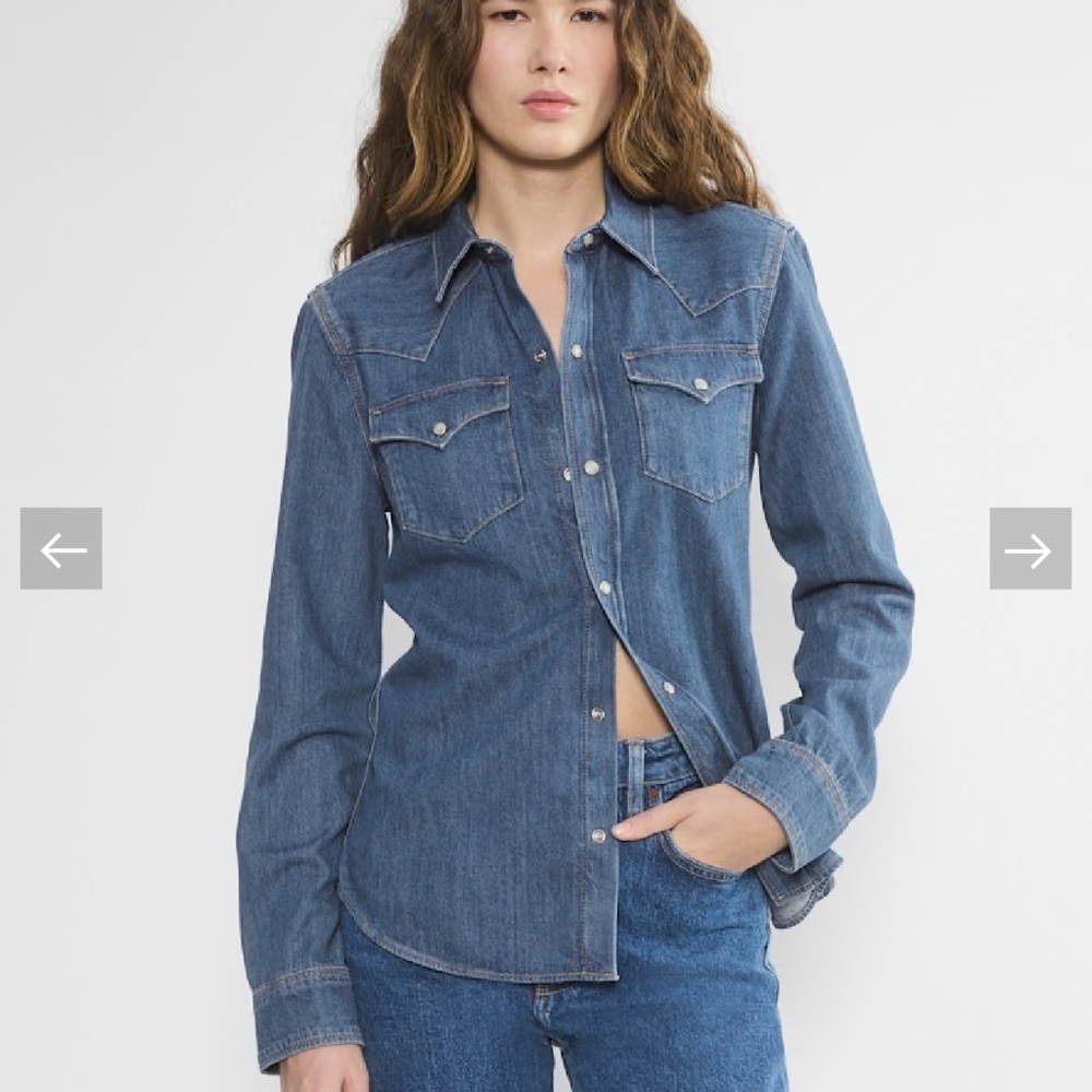 New Denim Forum Aritzia Western Denim Shirt XS